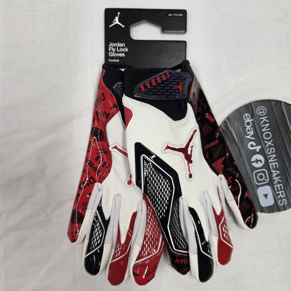 Nike Jordan Fly Lock 2.0 Football Gloves Red Black IB0766 143 Men's Size XXLarge